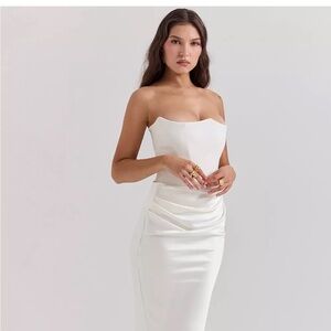 HOUSE OF CB 'Persephone' Ivory Strapless Corset Dress/Size XL(P)-US 10-12/LJ295